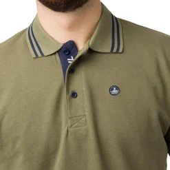 Polo verde militare da Uomo in cotone con logo ricamato Navy Sail