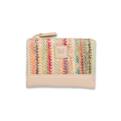 Portafoglio beige da Donna con dettagli multicolore effetto paglia Lora Ferres