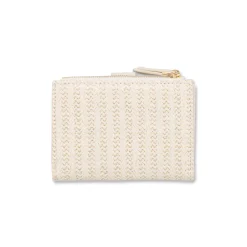 Portafoglio bianco off-white da Donna effetto rafia con dettagli oro Lora Ferres