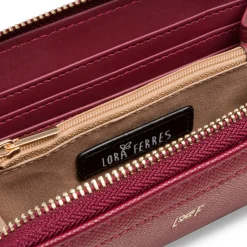 Portafoglio da donna Lora Ferres bordeaux con logo