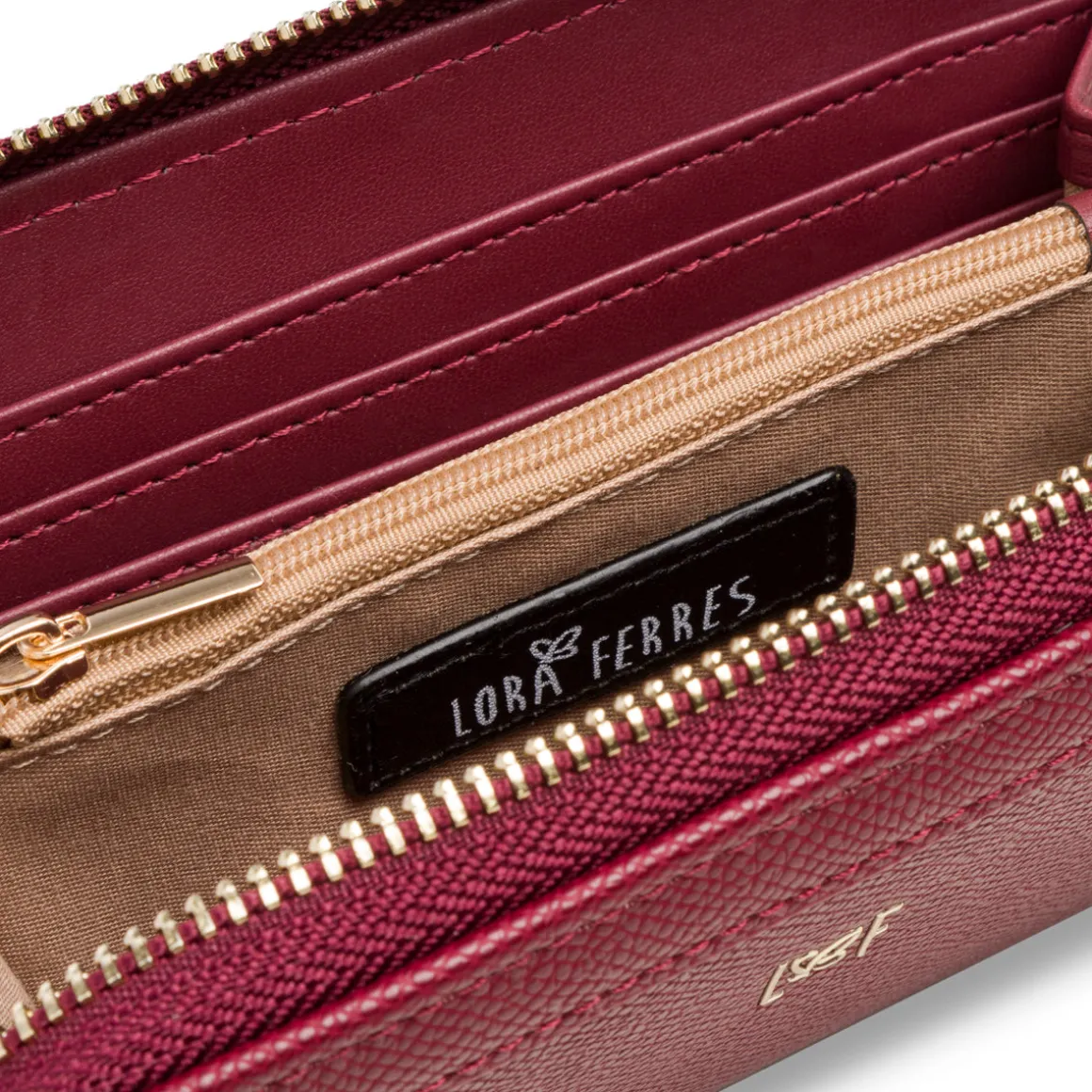 Portafoglio da donna Lora Ferres bordeaux con logo