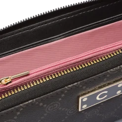 Portafoglio grande da donna nero Carrera Jeans con stampa monogram
