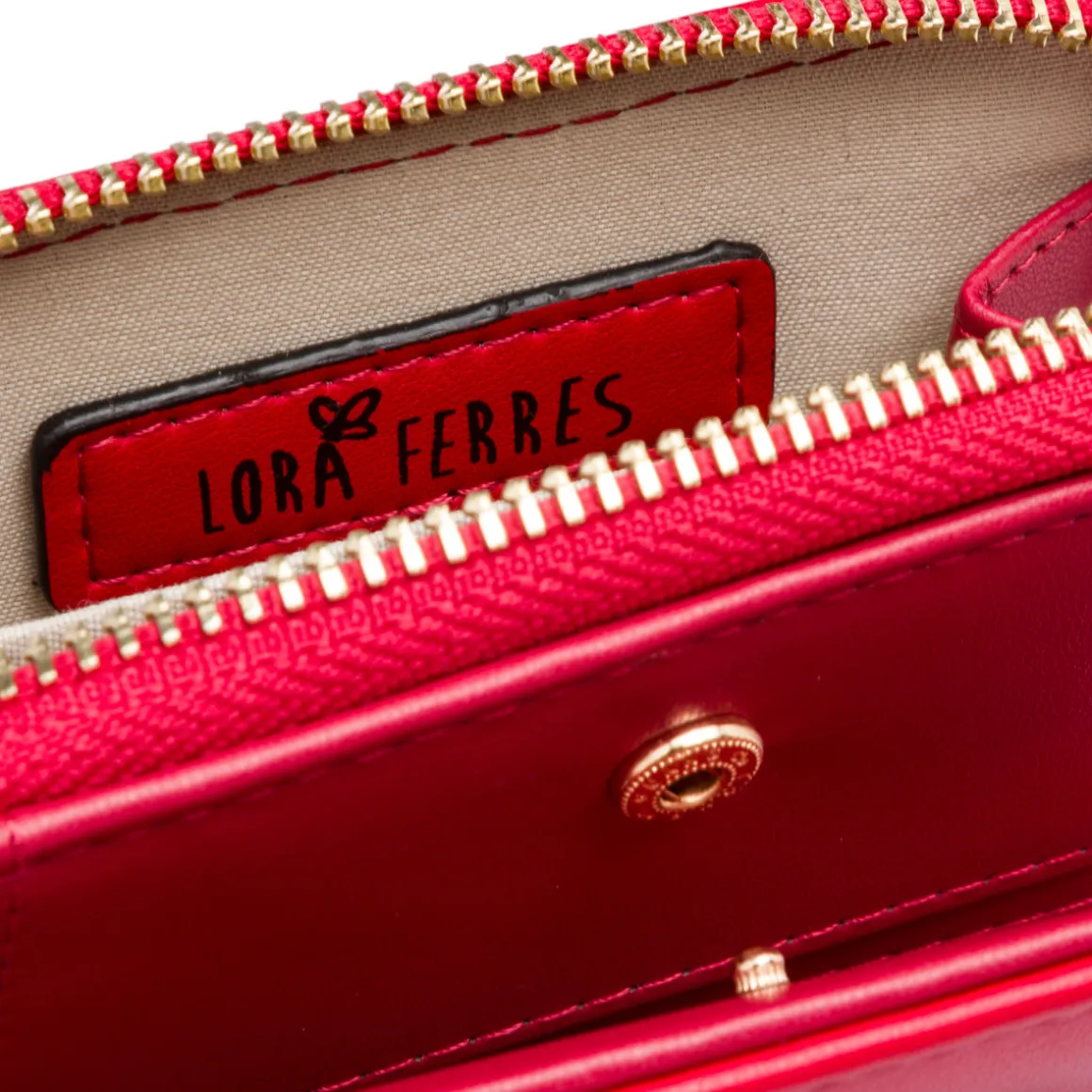 Portafoglio Rosso da Donna con logo in metallo Lora Ferres