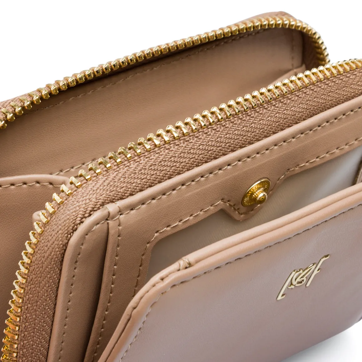 Portafoglio taupe con zip da Donna Lora Ferres