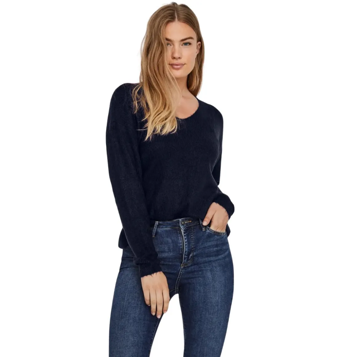 Pullover Blu da Donna con scollo a V Vero Moda