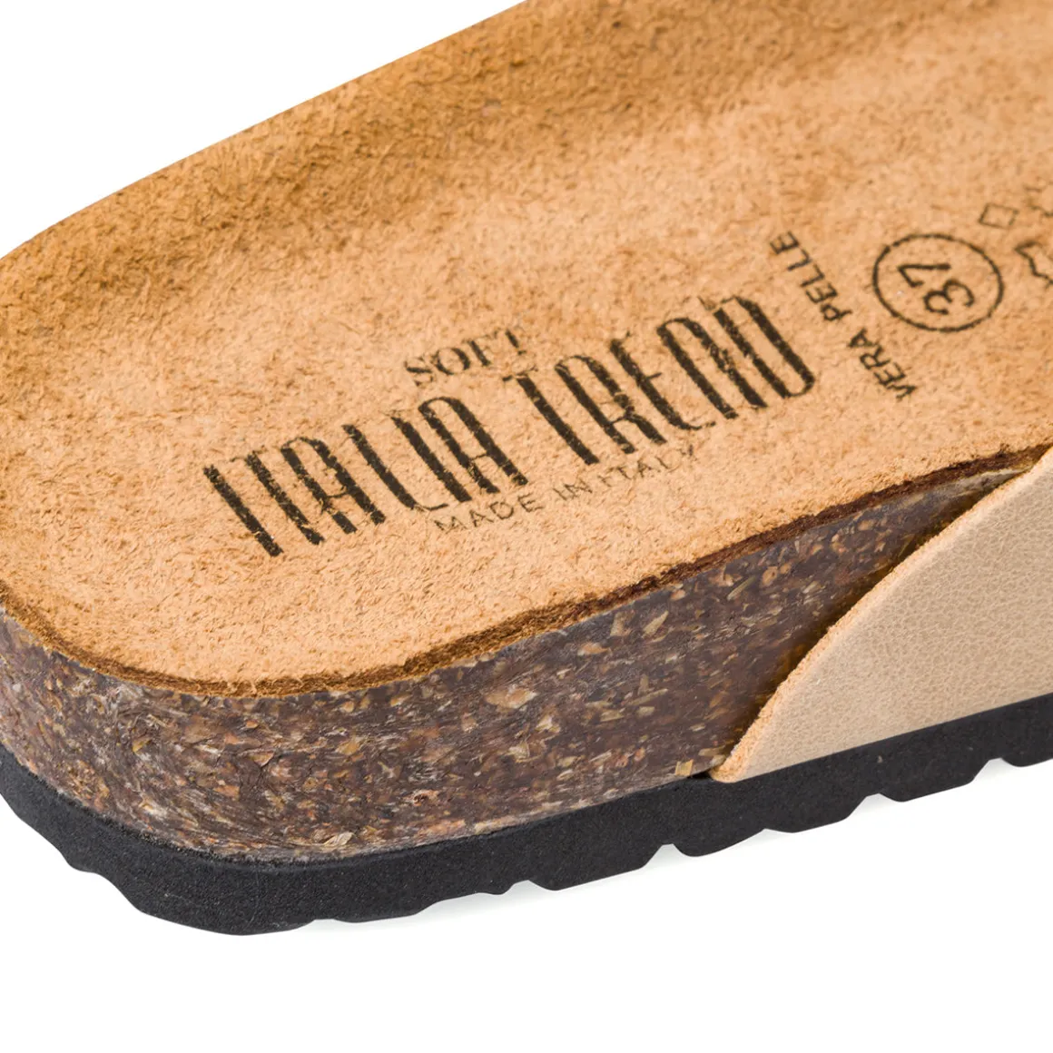 Sandali beige da donna con doppio cinturino e fibbia Italia Trend