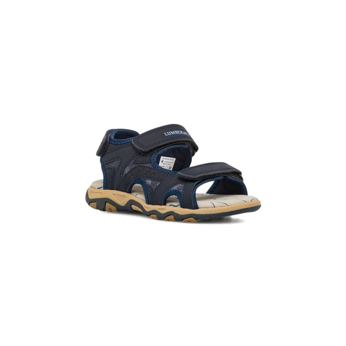 Sandali Blu da Ragazzo con sottopiede in Pelle e logo Lumberjack
