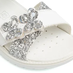 Sandali da bambina bianchi con dettagli frontali argento glitter Primigi Alanis