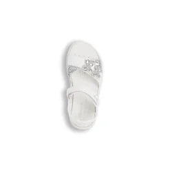 Sandali da bambina bianchi con dettagli frontali argento glitter Primigi Alanis