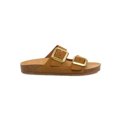 Sandali da donna marroni con sottopiede in pelle e doppia fibia Italia Trend Sabina