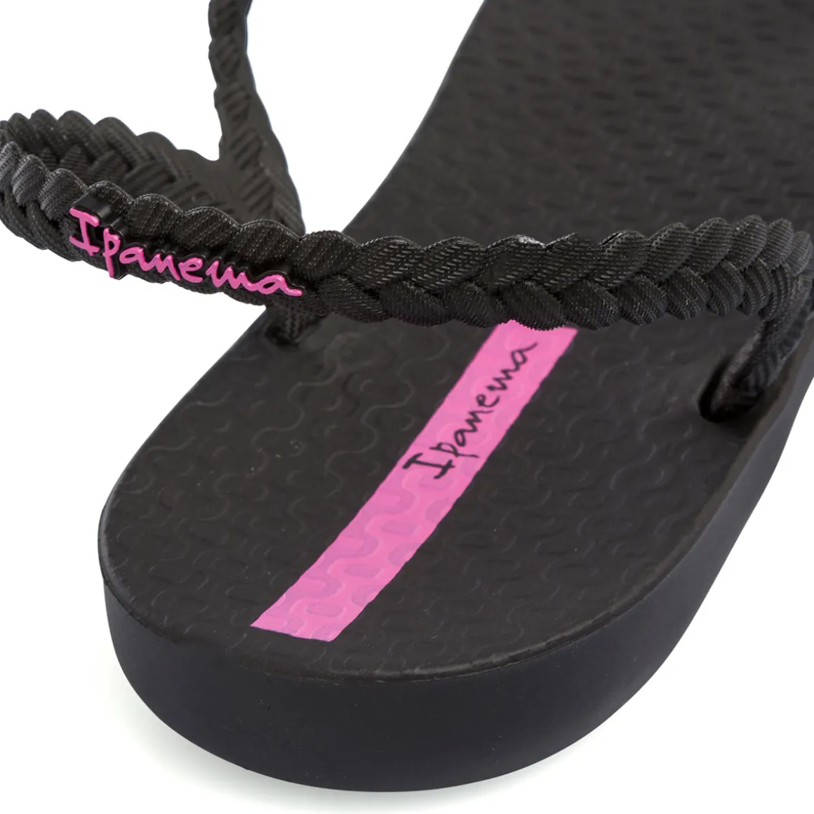 Sandali infradito da donna neri con cinturino effetto treccia Ipanema Class Basic