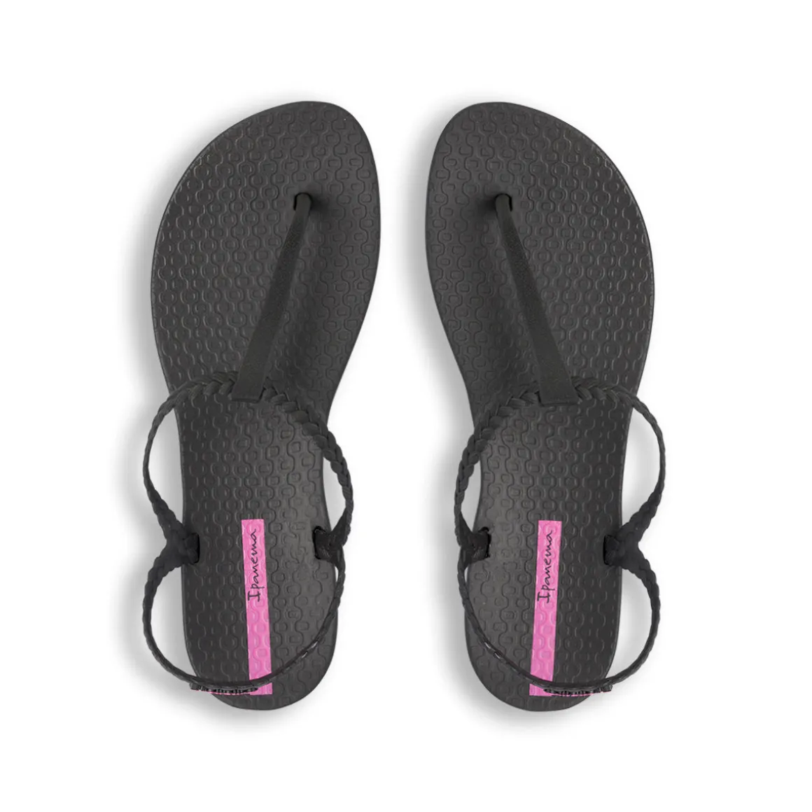 Sandali infradito da donna neri con cinturino effetto treccia Ipanema Class Basic
