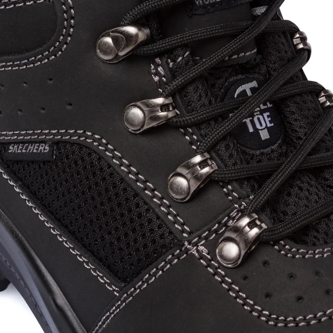 Scarpe antinfortunistiche nere da Uomo in pelle Skechers Work Trophus