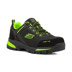 Scarpe antinfortunistiche nere e verdi da Uomo in pelle e Memory Foam Skechers Work