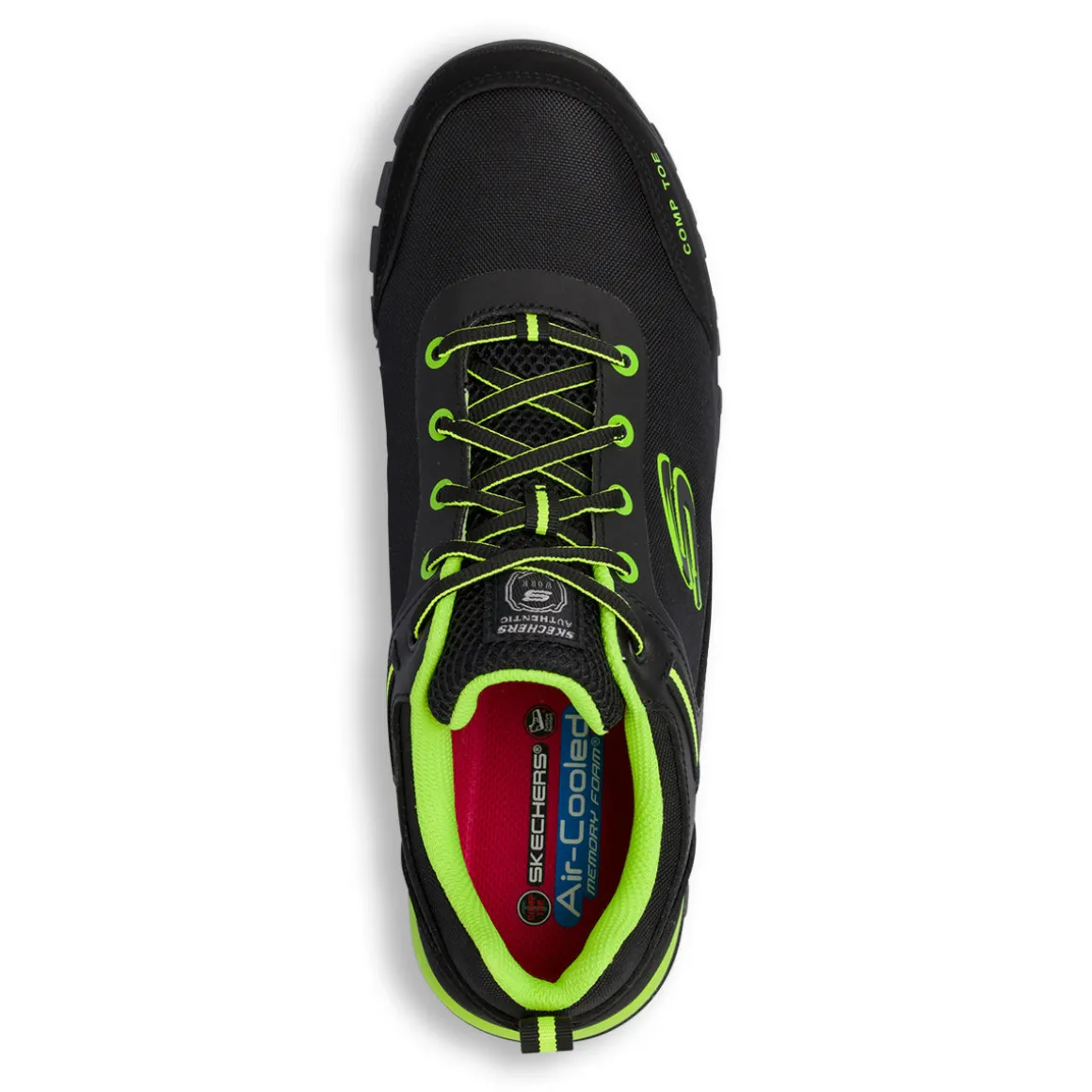 Scarpe antinfortunistiche nere e verdi da Uomo in pelle e Memory Foam Skechers Work
