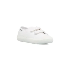 Scarpe bianche da bambino e bambina con doppio strappo e suola in gomma Superga