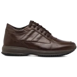 Scarpe casual in pelle marroni da uomo Primopiano