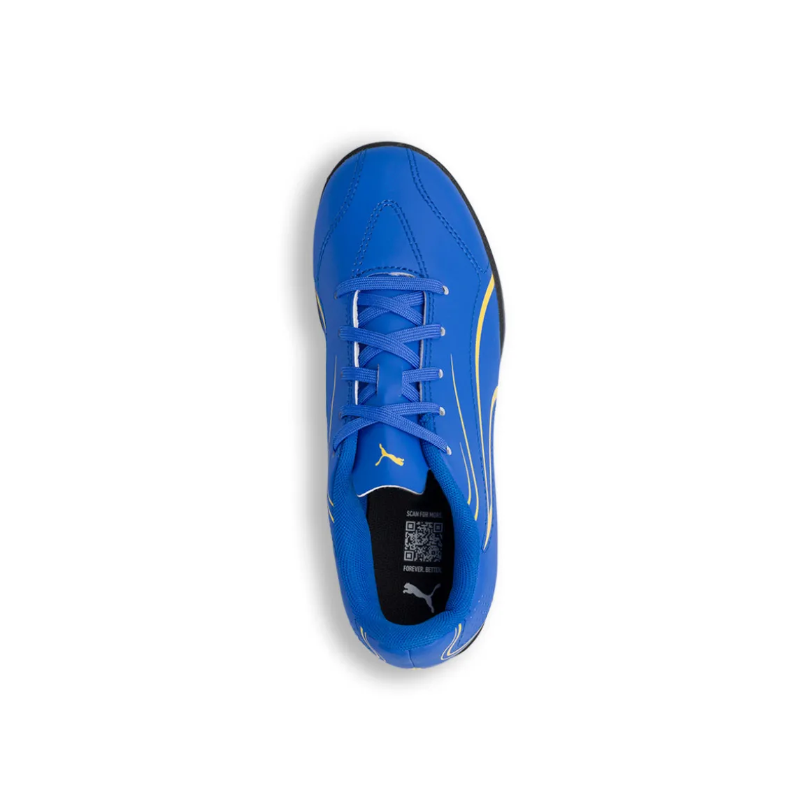 Scarpe da calcetto da bambino blu con dettagli gialli Puma Vitoria
