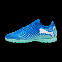Scarpe da calcetto da ragazzo per erba sintetica blu Puma Future 7