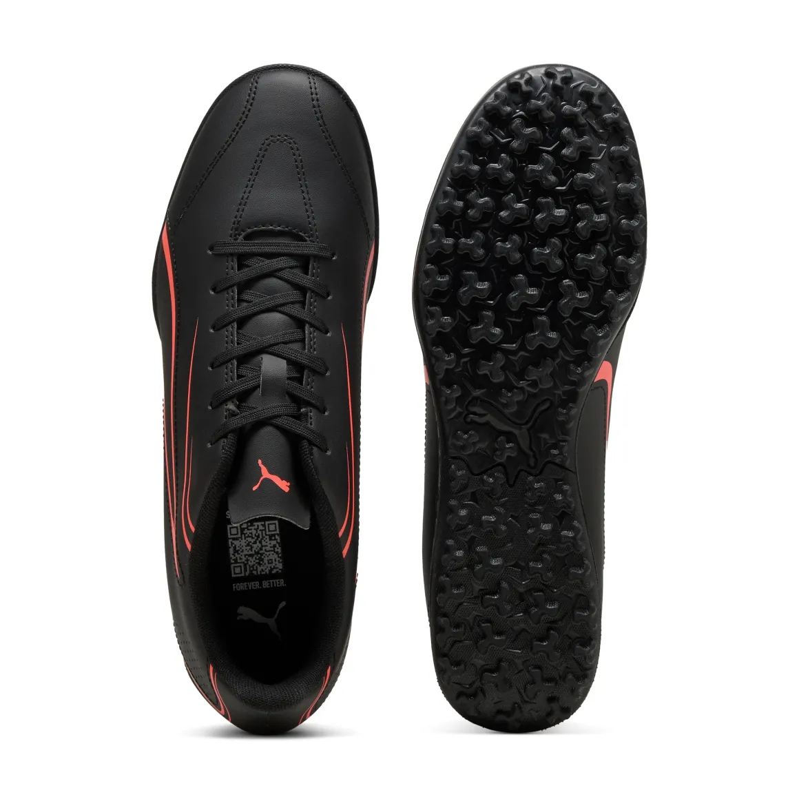 Scarpe da calcetto da uomo Puma Vitoria nere con logo arancione