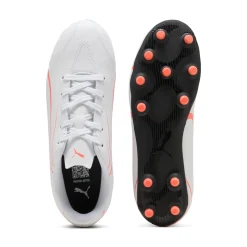 Scarpe da calcio da ragazzo bianche con logo arancione Puma Vitoria