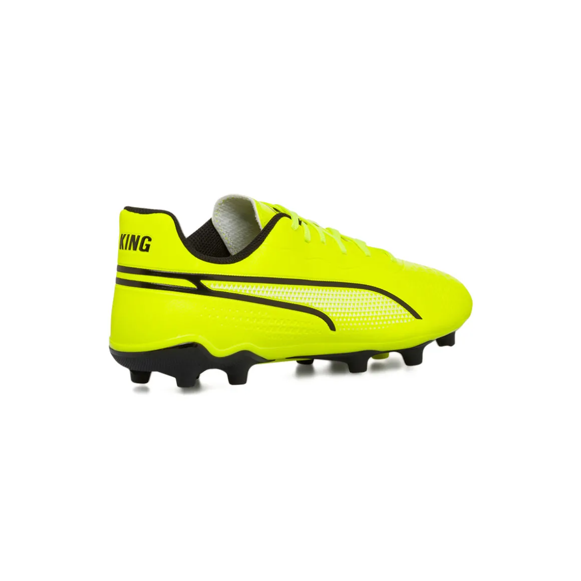 Scarpe da calcio per terreni duri da ragazzo gialle con dettagli neri Puma King Match FG/AG Jr