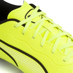 Scarpe da calcio per terreni duri da ragazzo gialle con dettagli neri Puma King Match FG/AG Jr