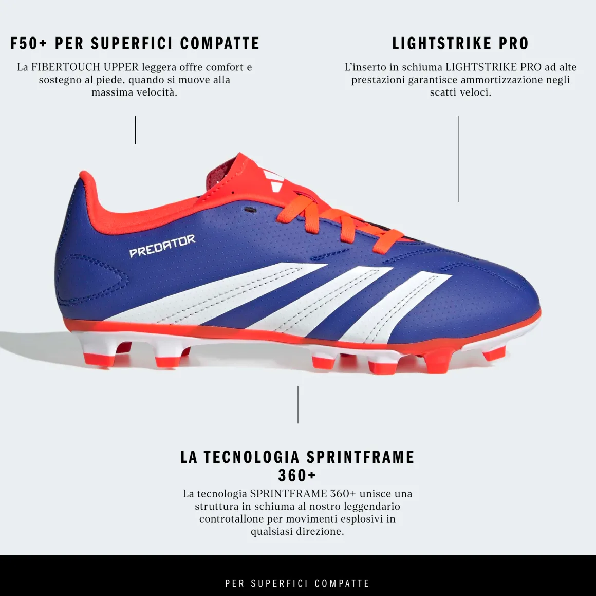 Scarpe da calcio ragazzo blu rosse adidas PREDATOR CLUB FXG