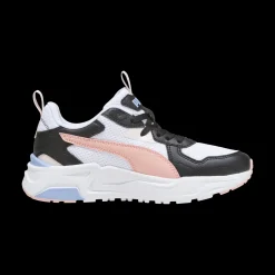 Scarpe da ginnastica da ragazza bianche con inserti neri e rosa Puma Trinity Lite