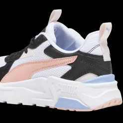 Scarpe da ginnastica da ragazza bianche con inserti neri e rosa Puma Trinity Lite
