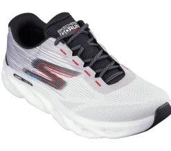 Scarpe da running bianche e grigie da uomo con ammortizzazione Hyper Burst Skechers GO RUN Swirl Tech Speed