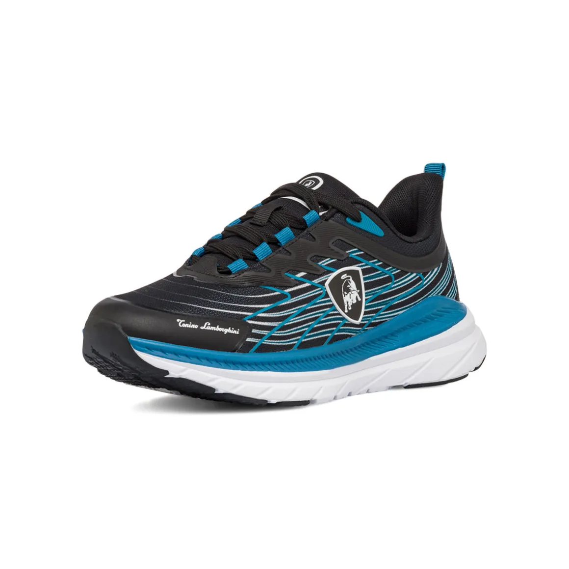 Scarpe da running nere da Uomo con sfumature azzurre Tonino Lamborghini