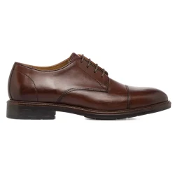 Scarpe da Uomo Derby in Pelle Marrone Primopiano