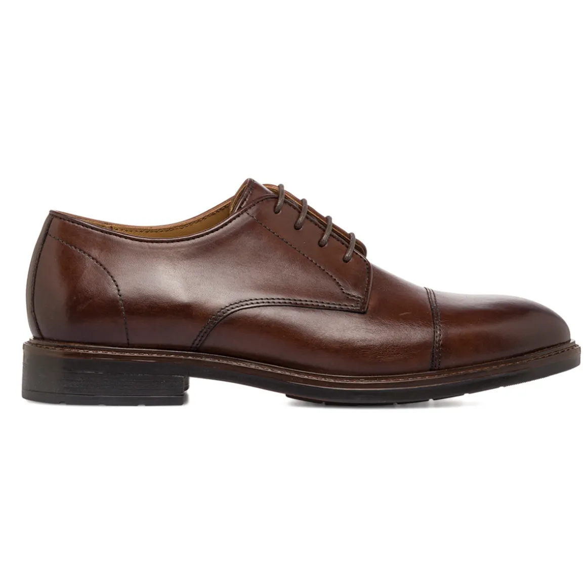 Scarpe da Uomo Derby in Pelle Marrone Primopiano
