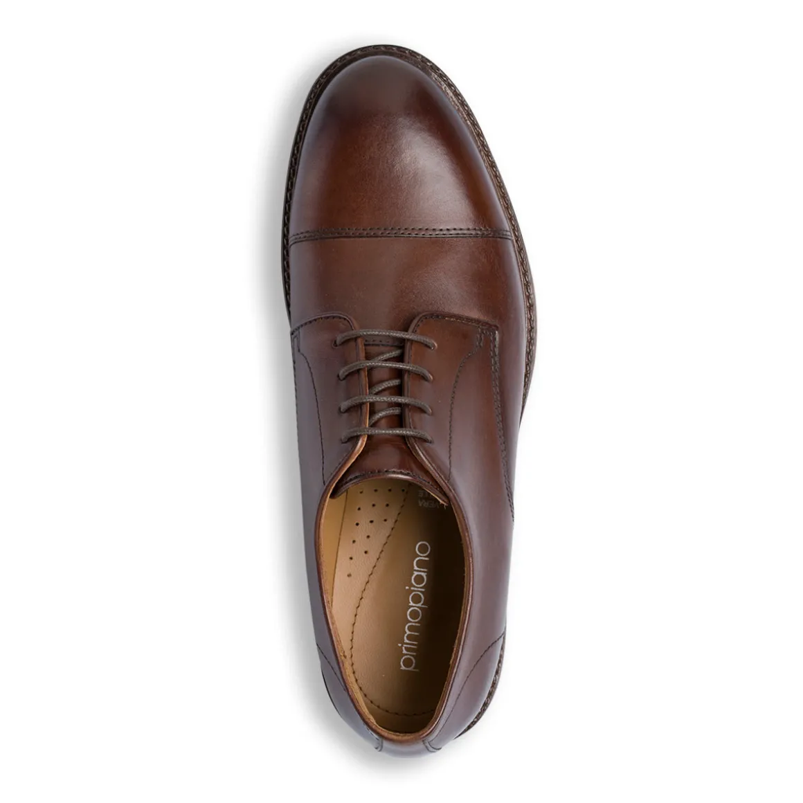 Scarpe da Uomo Derby in Pelle Marrone Primopiano