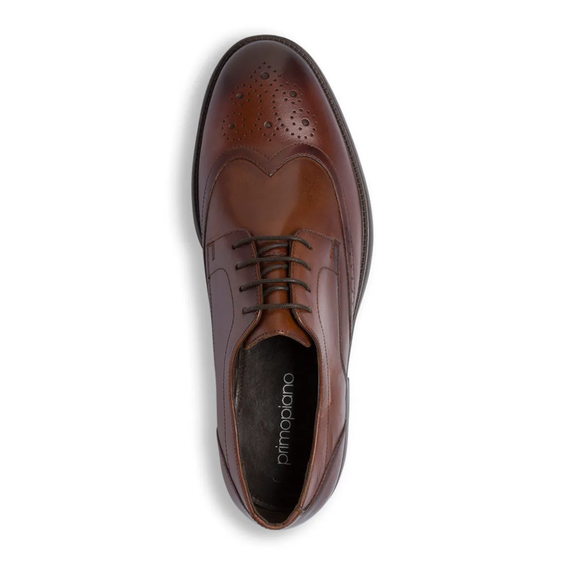 Scarpe Derby Marroni da Uomo con lavorazione Brogue Primopiano