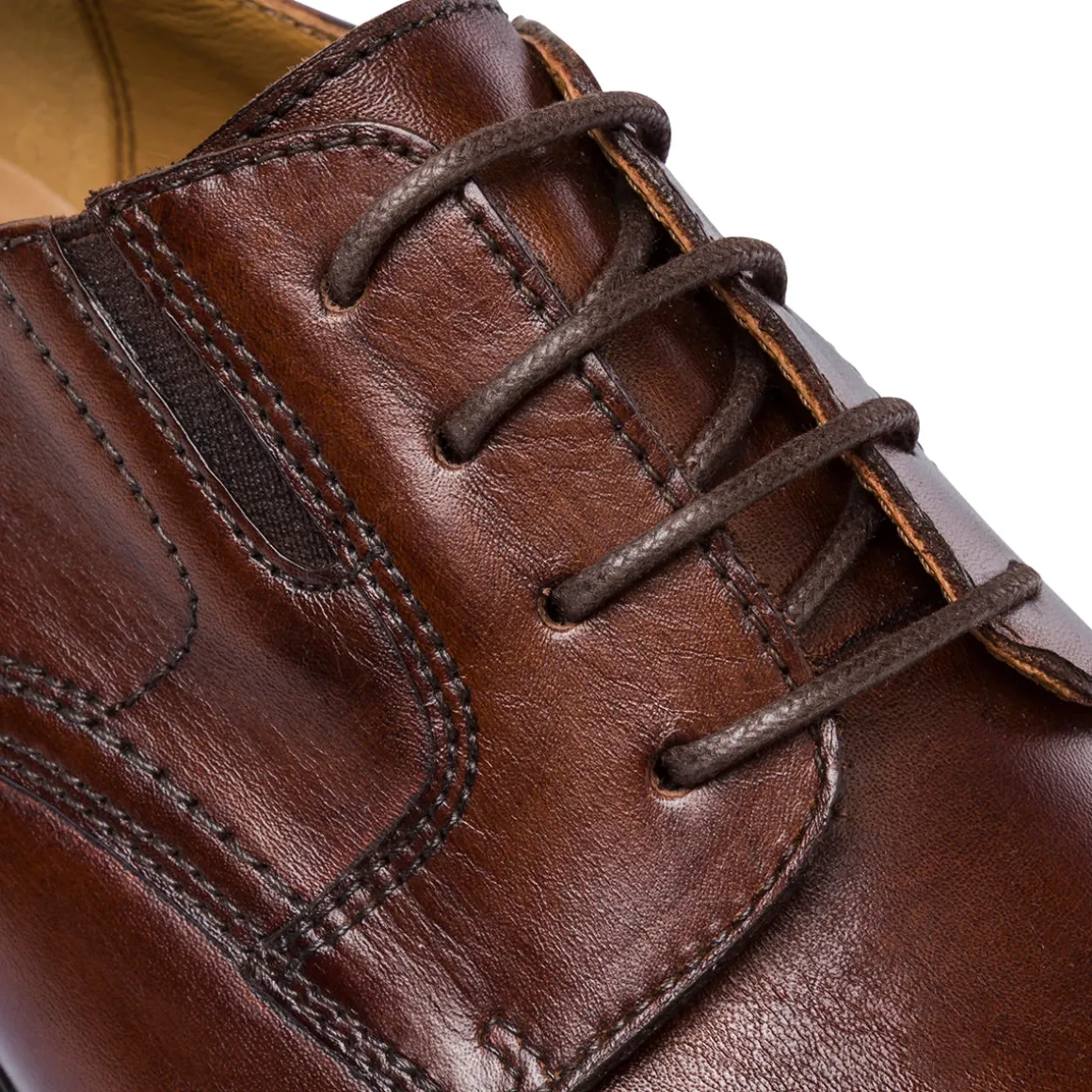 Scarpe Eleganti da Uomo in Pelle Marrone con Allacciatura Derby Primopiano