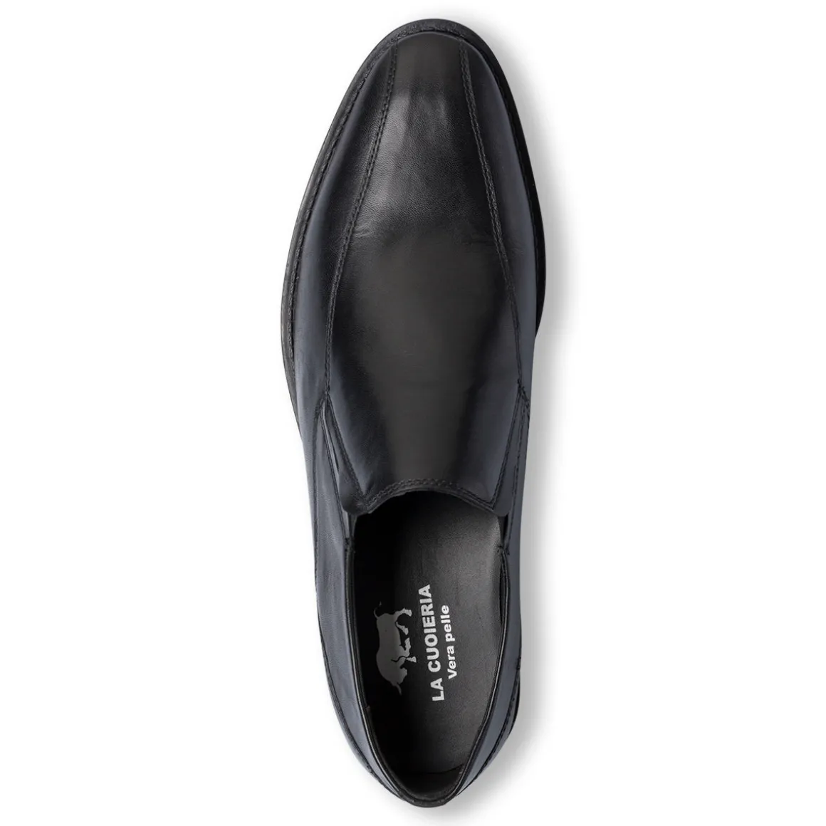 Scarpe eleganti da uomo nere in pelle senza allacciatura La Cuoieria