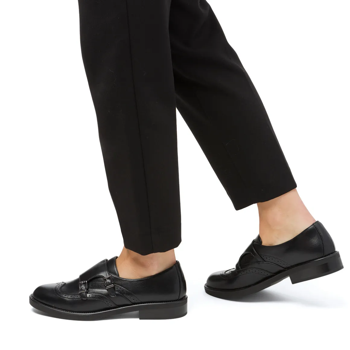 Scarpe nere monk-strap nere da donna con doppia fibbia Swish Jeans