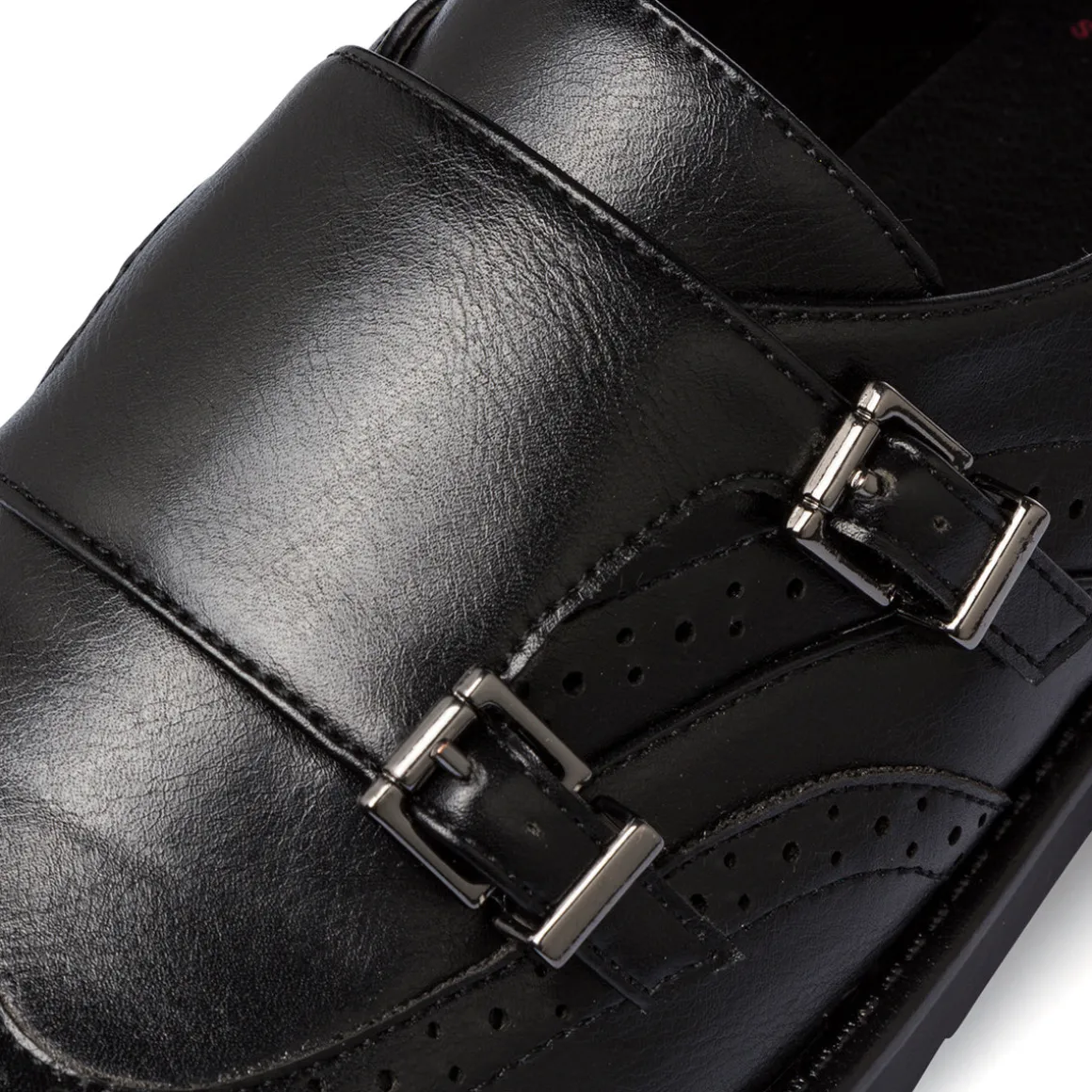 Scarpe nere monk-strap nere da donna con doppia fibbia Swish Jeans