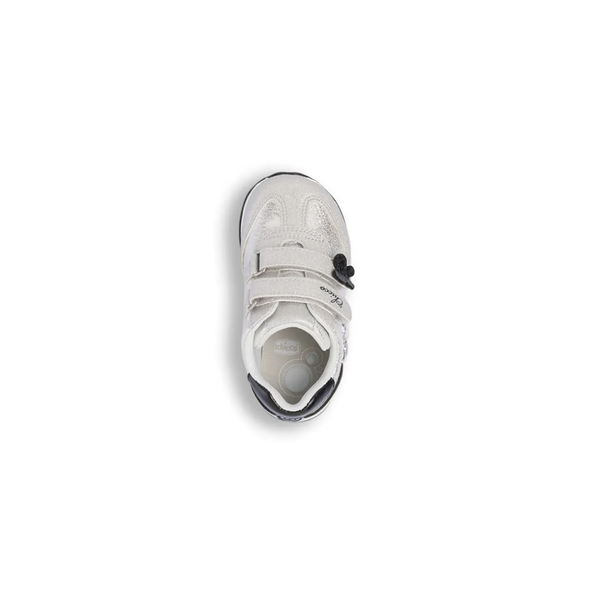 Scarpe primi passi da bimba argento con farfalle e glitter Chicco
