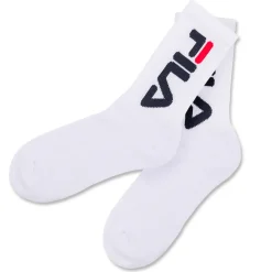 Set 2 paia di Calzini bianchi lunghi con logo Fila