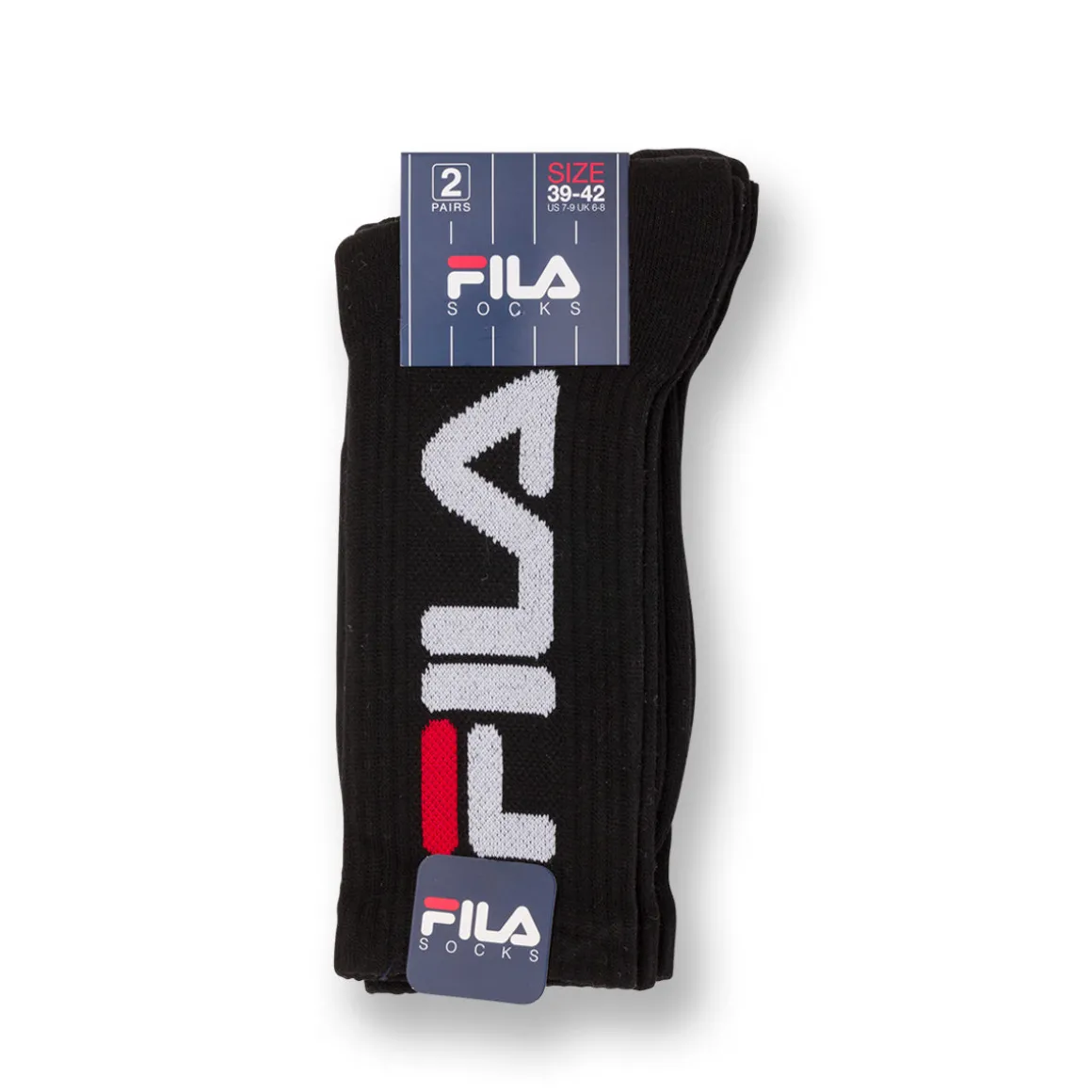 Set 2 paia di Calzini neri lunghi con logo Fila