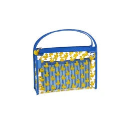 Set beauty case trasparente con stampa anatroccoli blu da Donna Camomilla Milano