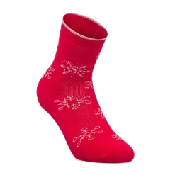 Set da 2 paia di calzini antiscivolo natalizi blu e rossi da donna con ricamo Fiocchi di Neve