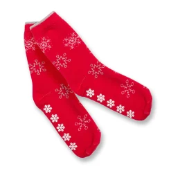 Set da 2 paia di calzini antiscivolo natalizi blu e rossi da donna con ricamo Fiocchi di Neve