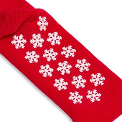 Set da 2 paia di calzini antiscivolo natalizi blu e rossi da donna con ricamo Fiocchi di Neve