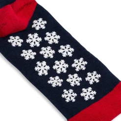 Set da 2 paia di calzini antiscivolo natalizi blu e rossi da donna con ricamo Fiocchi di Neve