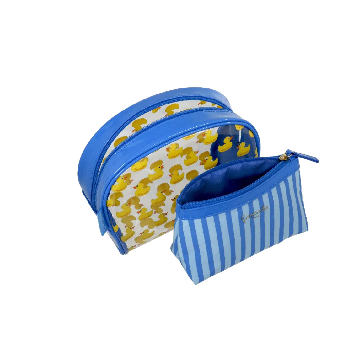 Set di 2 Trousse da viaggio blu con anatroccoli Camomilla Milano