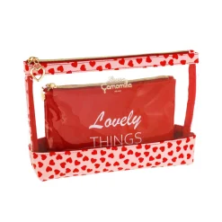 Set due Trousse da Donna rosa con cuori Camomilla Milano